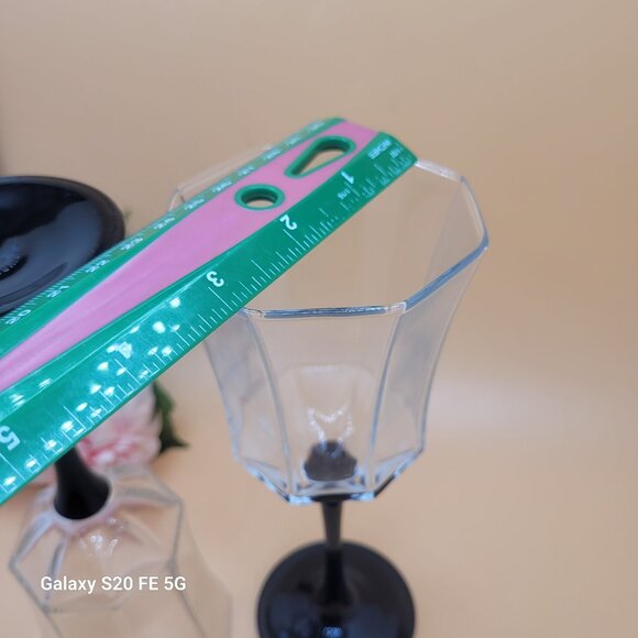 Vintage Luminarc France Octime Black Stemmed Water Goblets Wine Glasses Set of 2 - Picture 13 of 14